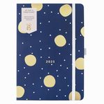 Busy B 2025 Diary Day-A-Page Planner for Students, Professionals & Teachers - A5 Navy Daily Planner with Gold Foil, Elastic Band & Ribbon Marker - Compact Organizer for Desk or Handbag (Jan-Dec)