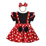 Lito Angels Minnie Mouse Fancy Dress Costume Suspender Skirt Set with Bow Headband for Infant Baby Girls Age 6-12 Months