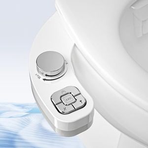 PENDEJATO Bidet Attachment for Toilet - Non-Electric Ultra-Slim Push-Button Bidet with Self-Cleaning Dual Nozzle (Frontal & Rear Wash) - Bidet Toilet Seat Attachment (Sliver)