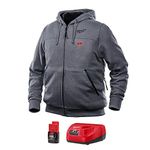 Milwaukee Heated Hoodie KIT M12 12V Lithium-Ion Front and Back Heat Zones (Small, Gray)