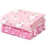 Yukkidds 2 Pack of Potty Training Bed Pads, Waterproof Bed Wetting Sheets for Kids, Washable Toddler Bedwetting Mattress Protector 75x90 cm (Pink Unicorn)