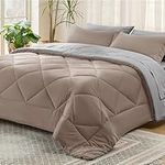Bedsure Taupe Queen Comforter Set -