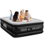 Airefina Inflatable Air Mattress, King Size Airbed with Built-in Electric Pump, Double Blow Up Mattress in 3 Mins Fast Inflation, Flocked Surface Portable Air Bed for Home&Camping Use -203x152x46cm