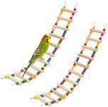 11-Step Bird Ladder Bridge,21.26 x 3.15 inch Raw Wood and Edible Dye,2 Pieces Pet Hamster Climbing Ladder Swing Toys Suitable for Small to Medium Birds,Bird Cage Accessories (11 Ladders -2pcs)