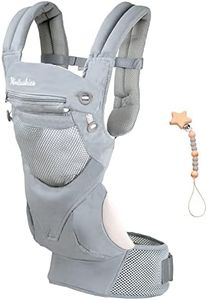 Mochila Portabebes MINITUSKIES PureComfort y Cuelga Chupetes | mochila bebe portabebes recien nacido Ergonómica y Transpirable, canguro para bebe 4 posiciones en 1 | Peso Recomendado 3 a 15 Kg | Gris