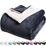 LBRO2M Sherpa Bed Blanket Queen Size Super Soft Fuzzy Plush Warm Cozy Fluffy Microfiber Couch Throw Velvet Fleece Double Reversible Luxurious Blankets (Dark Grey, Queen(90x90 Inches))