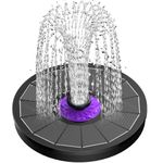 SZMP Solar Fountain 3.5W Bird Bath Fountains with Flower Upgraded Glass Panel, Solar Powered Water Fountain with 7 Nozzle & 4 Fixer, Solar Fountain Pump for Bird Bath, Garden, Pond, Pool (Black)