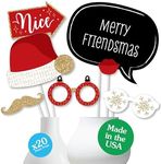 Big Dot of Happiness Red and Gold Friendsmas - Friends Christmas Party Photo Booth Props Kit - 20 Count