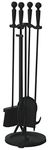 UniFlame 5-Piece Brushed Black Finish Fireplace Tools Set with Double Rods