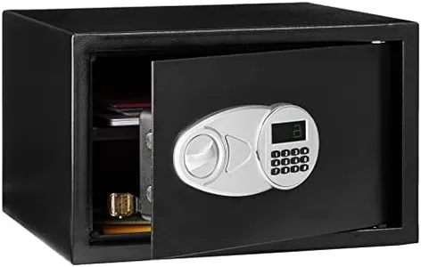 Amazon Basics Steel Security Safe with Programmable Electronic Keypad - Secure Cash, Jewelry, ID Documents, 1.2 Cubic Feet, Black, 16.93"W x 14.57"D x 10.63"H