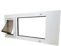 Patio Pacific Pet Door for Sash Windows | Adjustable Vertical Window Cat Door | Easy Installation, Energy Efficient, Ideal for Cats and Small Dogs | White, Small Flap, 37"-40" Window Width