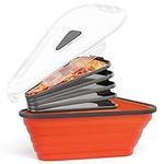 BSTPLEX Microwaveable Pizza Storage Container and Reusable Serving Tray with Dividers, Reheat Leftover Food or Slices, Collapsible Space Saver, Heat Resistant BPA Free Silicone