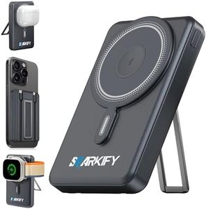 SPARKIFY Magnetic Power Bank 10,000mAh, Wireless Portable Charger 20W Fast Charging with Built-in Cables & Foldable Stand, Compatible Battery Pack for iPhone 16/15/14/13/12, Samsung, etc.