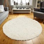 Everest Rugs for living room thick pile modern rugs for bedroom, kitchen, hallway runner, kids room small to Large fluffy Quality Rugs Runners Cream/Ivory/White 133cm (4ft 4") Circle