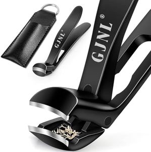 Toenail Clippers for Seniors Thick Nails - Ergonomic Large Angled Head Nail Clippers with Catcher, Mess Free Wide Jaw Sharp Blade Nail Cutter Gifts for Him Men & Women, Black