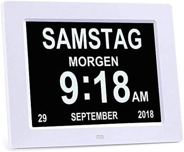 8 Zoll Digital Wecker, Digitaler Kalender Tag Uhr, Wecker Mehrere Modi mit Erinnerungsfunktion für Senioren, Demenz z.B. Alzheimer Patienten, Großer Schrift Elektronischer Kalender Tag Uhr - Weiß