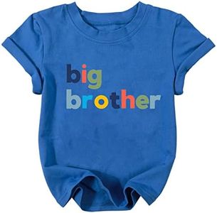 Big Brother Shirt Toddler Baby Boys Big Brother Announcement Tshirt Kids Short Sleeve Cotton Tee, Blue, 12-18 Months