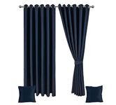 Blackout 2PCS Super Soft Thermal Insulated Eyelet Window Curtains for Living Room Bedroom Home Office Fashion Decoration Drop Noise Reduce 2 Panels Curtain UK (Navy, 66x72)