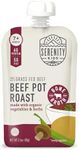 Serenity Kids 7+ Months Bone Broth Puree Made With Organic Veggies - Clean Label Project Purity Award Certified - 3.5 Ounce BPA-Free Pouch - Grass Fed Beef Pot Roast - 12 Count - Baby Food Pouch