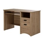 South Shore Computer Desk with 2 Drawers and Keyboard Tray, Rustic Oak