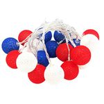 Edinber Fairy Lights Ball Red White Blue LED Red White Blue Ball Fairy Lights 3 m 20 Lights Garden Decoration Battery Operated Ball Chain Lantern Fairy Lights