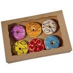 Brown Pastry Bakery Box 14x10x3inch,Large Donuts,Muffins,Cookies Boxes with PVC Window - Auto-Pop up Paper Box Nature Cardboard Take Out Container,Pack of 15 (Brown, 15)