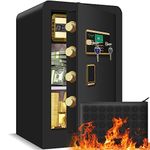 4.0 Cubic Feet Extra Large Home Safes Water and Fireproof, Safes for Home Use Fire and Water Proof Digital Safe With Fireproof Money Bag, Separate Lock Box and Led Light (23.6"H x 16.1"D x 14.1"W)