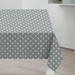 Sabichi Grey Polka Dot PVC Tablecloth - Waterproof, Wipe Clean, Stylish Design, Perfect For Dining & Activities - Large Rectangular 178 X 132cm Pvc Table Cloth