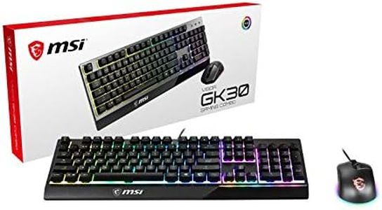 MSI VIGOR GK30 COMBO Gaming Keyboard (UK Layout) + Gaming Mouse Bundle - Mech-Membrane Switches, 6-Zone RGB Lighting Keyboard, Dual-Zone RGB Lighting Mouse, 5000 DPI Optical Sensor, Symmetrical