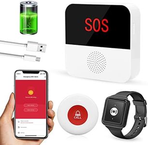 DAYTECH WiFi Smart Caregiver Pager Call Button Alarm System for Seniors Wireless Rechargeable Emergency Buttons Calling Alert System, 2 Buttons 1 Receiver(only Supports 2.4GHz Wi-Fi)