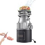 Food Waste Disposer, 560W Garbage Disposal Unit with Air Switch, 1200ML Capacity, 3400 RPM, Turbo Boosting, 4-Stage Stainless Steel Grinding, Quiet & Easy to Install