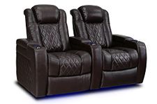 Valencia Tuscany Home Theater Seating | Premium Top Grain Italian Nappa 11000 Leather, Power Reclining, Power Lumbar Support, Power Headrest (Row of 2, Dark Chocolate)