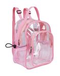 Fmeida Clear Backpack Transparent Rucksack Bags for Women Girls Kids Small Fashion Backpacks Waterproof Casual Daypack for Travel School Work - Pink