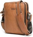 Contacts Men's and Women's Genuine Leather Messenger/Crossbody/Sling Bag (Tan) Compatible with I PAD & Mini Laptop or Tablet upto 9 Inches - 09