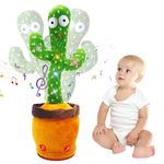 Dancing Talking Cactus Toy for Baby Toddler, Boys Girls Gifts Singing Mimicking Cactus Toy Recording Repeating What You Say Cactus Baby Toy with 120 English Songs (Green)