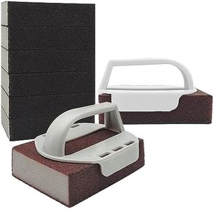 8 PCS Grill Griddle Cleaning Brick Block Grill Cleaning Bricks with 2 PCS Handle Flat Top for Removing Stains Outdoor BBQ Accessories Tool