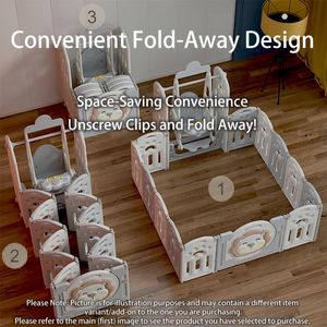 Adventure Lion Baby Playpen – White/Grey Safety Play Yard