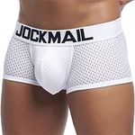 JOCKMAIL Mesh Low Waist Men Underwear Boxers Men Panties Male Underpants Men boxer short, White, X-Large