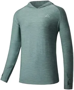 Willit Men's Sun Shirts UPF 50+ Rash Guard Long Sleeve Sun Protection Hoodie SPF UV Fishing Lightweight Athletic Running Slubby Cyan 3XL