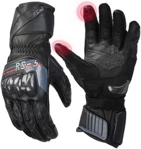 KEMIMOTO Leather Motorcycle Gloves for Men & Women, Cowhide & Goatskin with Carbon Fiber Knuckles, Touchscreen, Full Finger