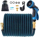 Jsdoin Expandable Garden Hose Pipe 15m/50ft, Flexible Expanding Magic Hose with 3/4", 1/2" Fittings, 10-Function Hose Pipe Spray Gun for Gardening and Car Washing