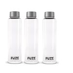 Fuze Borosilicate Glass Fridge Bottle 1000ml (set of 3) | Sleek & Modern Design | Perfect For Use At Home or Office | Dishwasher Friendly