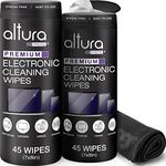 Electronic Wipes Streak-Free (90-Wipes) - Screen Cleaner Wipes for TVs, Monitors, Laptops, Phones, Computers, & More - TV Screen Cleaner - MagicFiber Microfiber Cloth Included from Altura Photo