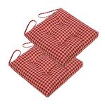 Makimoo 2-Pack Outdoor/Indoor Wicker Patio Seat Cushion Pad with Ties - Decorative Dining Chair Cushion, 17" x 17" (Red Houndstooth)