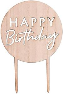 Ginger Ray Happy Birthday Wooden Eco Reuseable Cake Topper