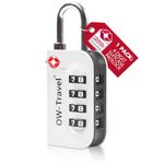 OW-Travel Luggage Locks TSA Approved (1 Pack Silver) 4 Digit Suitcase Padlocks. TSA Locks Approved Security Backpack Padlock Suitcase, Case Locks, Combination Lock Luggage Bag, Gym Locker Padlocks