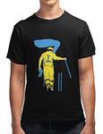 Revind.442 Chennai Super Kings Ms Dhoni Stump Removal Men's 100% Cotton Round Neck Regular Fit T-Shirt Black