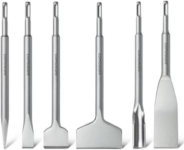 COMOWARE Chisel Set with SDS Plus Shanks, 6Pcs SDS Plus Chisels include Tile Grooving Scraping Flat Point Scaling Chisels 40Cr Steel Rotary Hammer Drill Bits Kit for Home Improvement