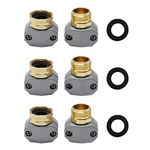 Garden Hose Repair Fittings Aluminum Water Hose Ends Male and Female Hose Connector with Zinc Clamp Fit for All 5/8" and 3/4" Garden Hose, Set of 3