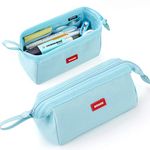 CICIMELON Canvas Pencil Case Large Capacity Pencil Pouch Pen Bag For School Teen Girl Boy Men Women (Blue)